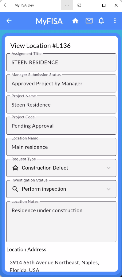 View Location Interface Details